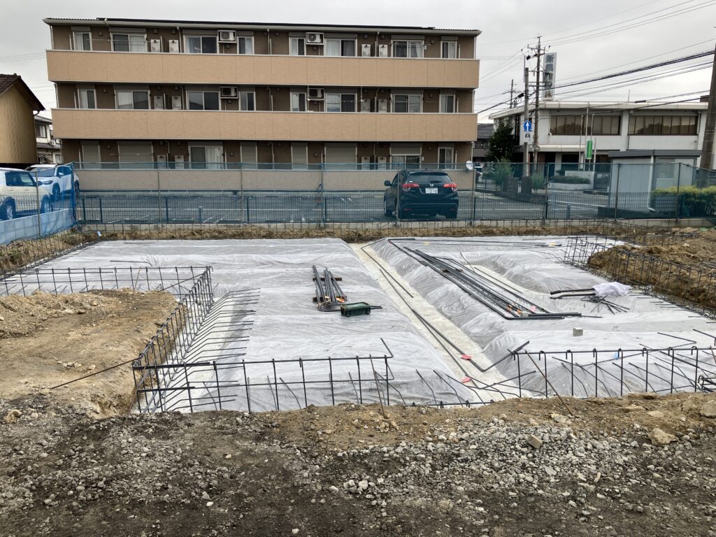 大井手モデルハウス新築工事　基礎配筋完成