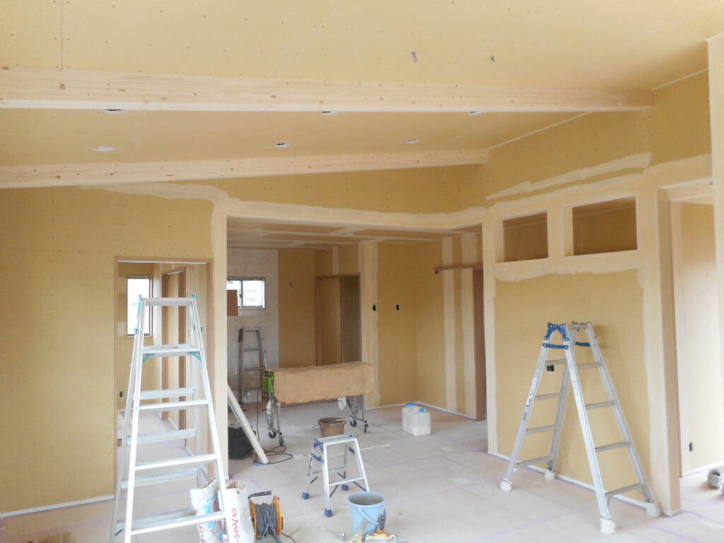 M様美容室新築工事　壁・天井ﾎﾞｰﾄﾞ下地施工