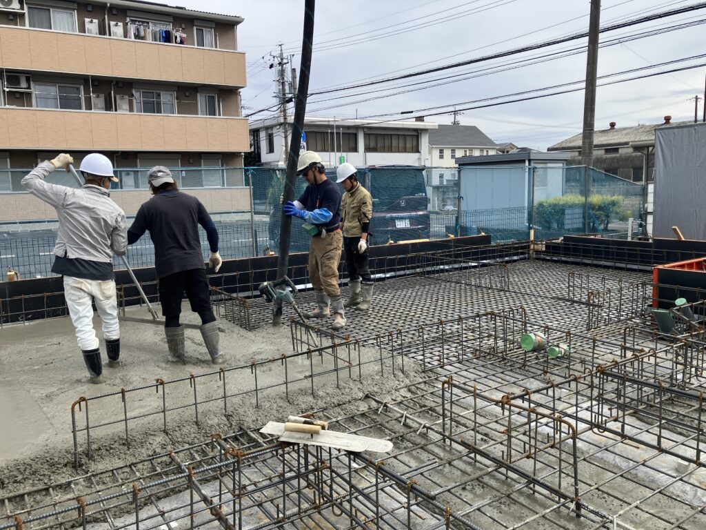 大井手モデルハウス新築工事　基礎工事完了