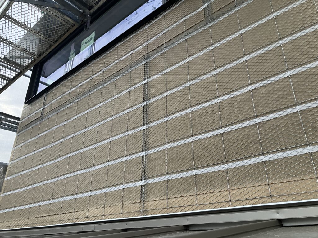 大井手モデルハウス新築工事　外壁下地施工